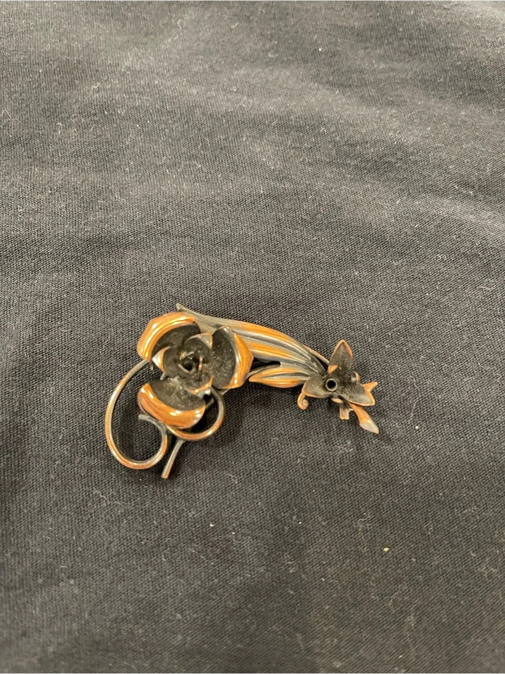 Vintage Brooch Lot Gold ,Wood, Flowers Set of 6